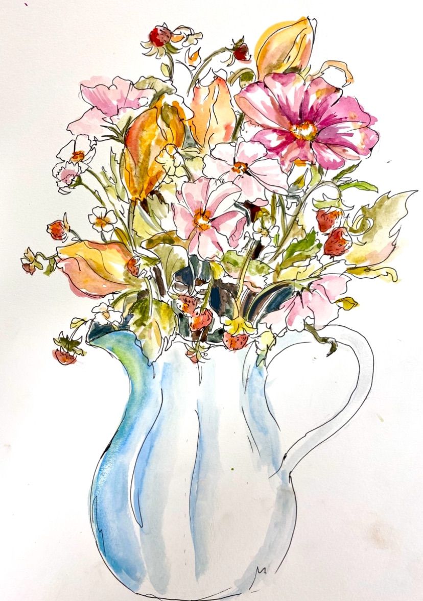 SOLD OUT: Freestyle Sketching Flowers\/Foliage Pen\/Wash \u00a315 Garstang 