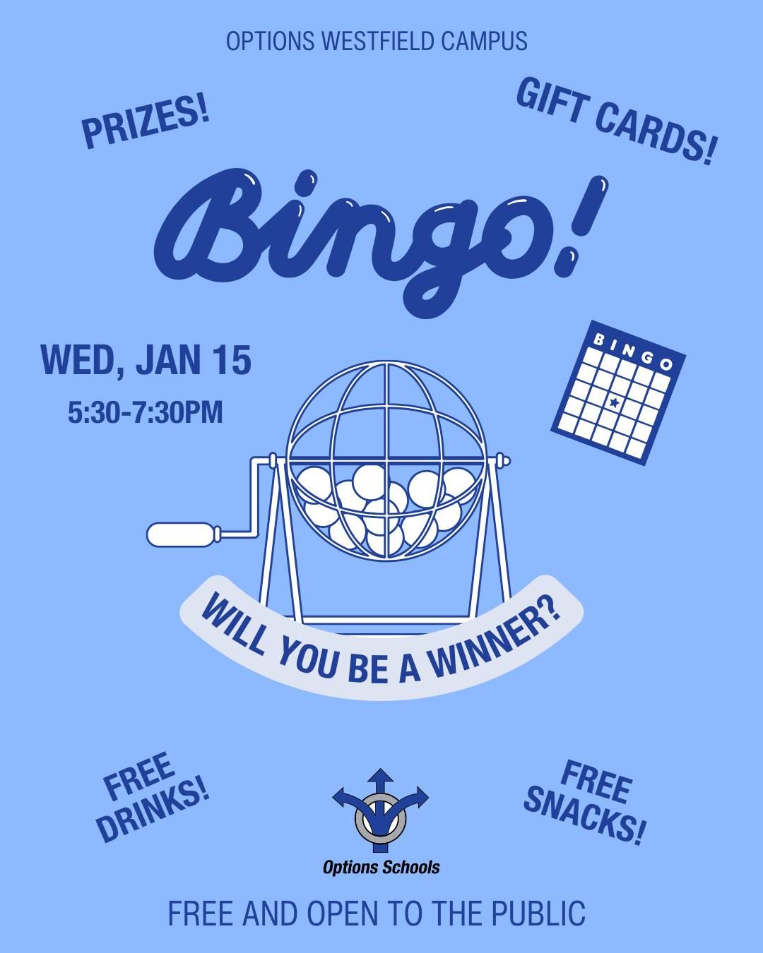 Options Noblesville: Winter Bingo! \u26c4\ufe0f FREE & OPEN TO THE PUBLIC] 