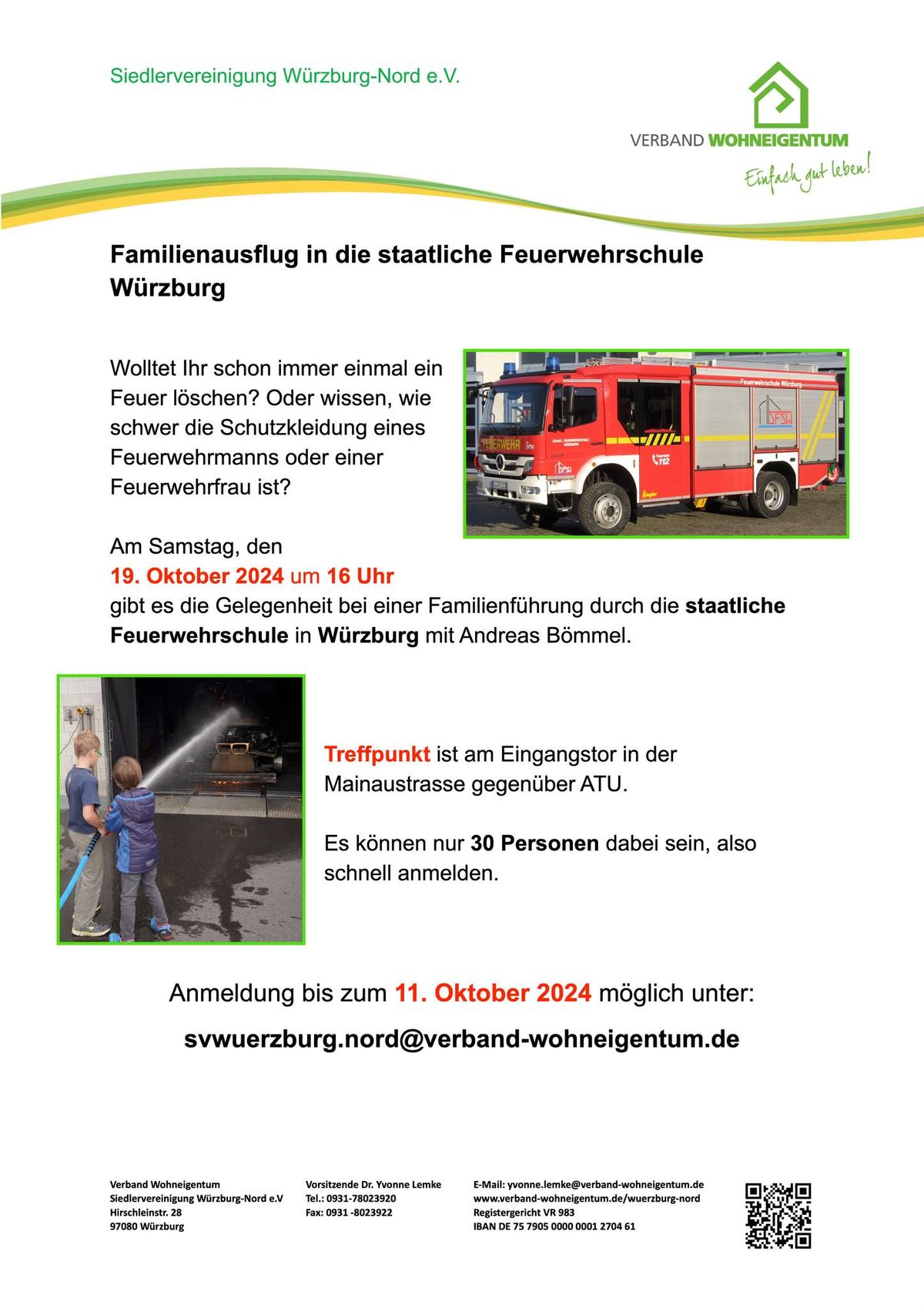 Familienf\u00fchrung in der Staatlichen Feuerwehrschule W\u00fcrzburg