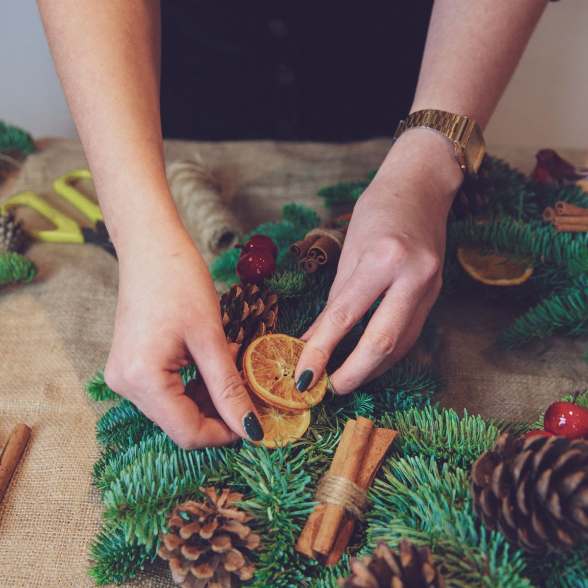 Christmas wreath making event 