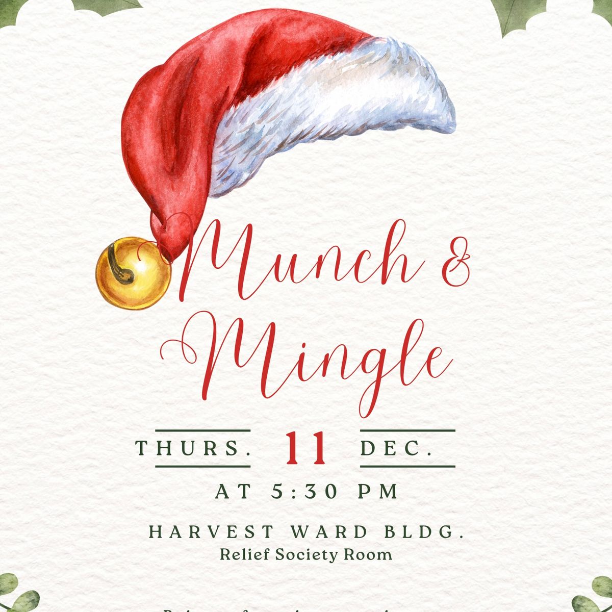 Harvest Ward Relief Society Munch & Mingle