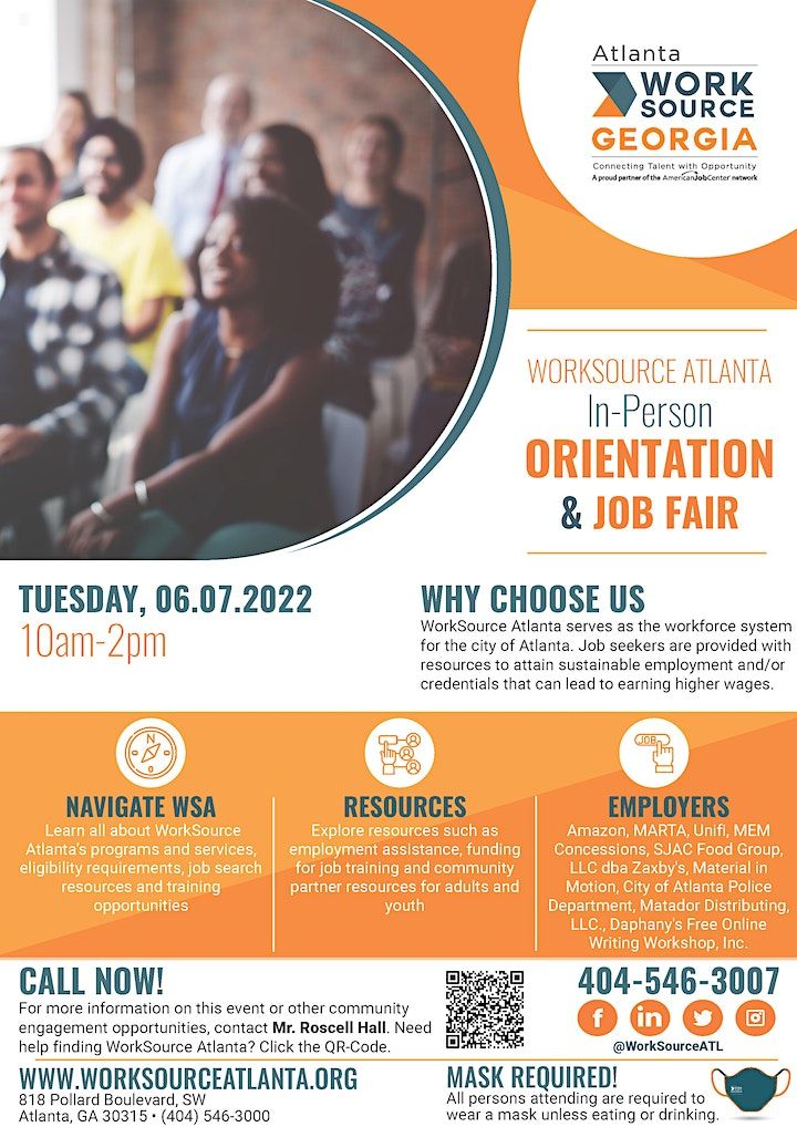 WorkSource Atlanta InPerson Orientation & Job Fair, WorkSource Atlanta