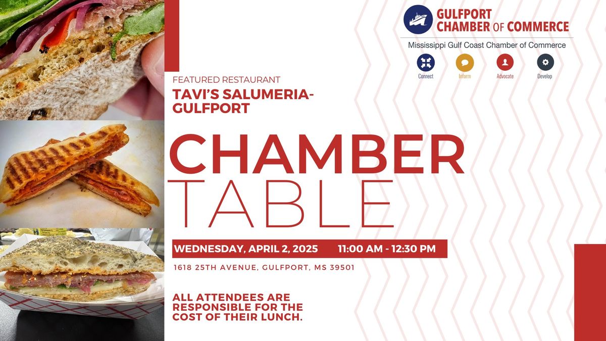 Gulfport Chamber Table - Tavi's Salumeria