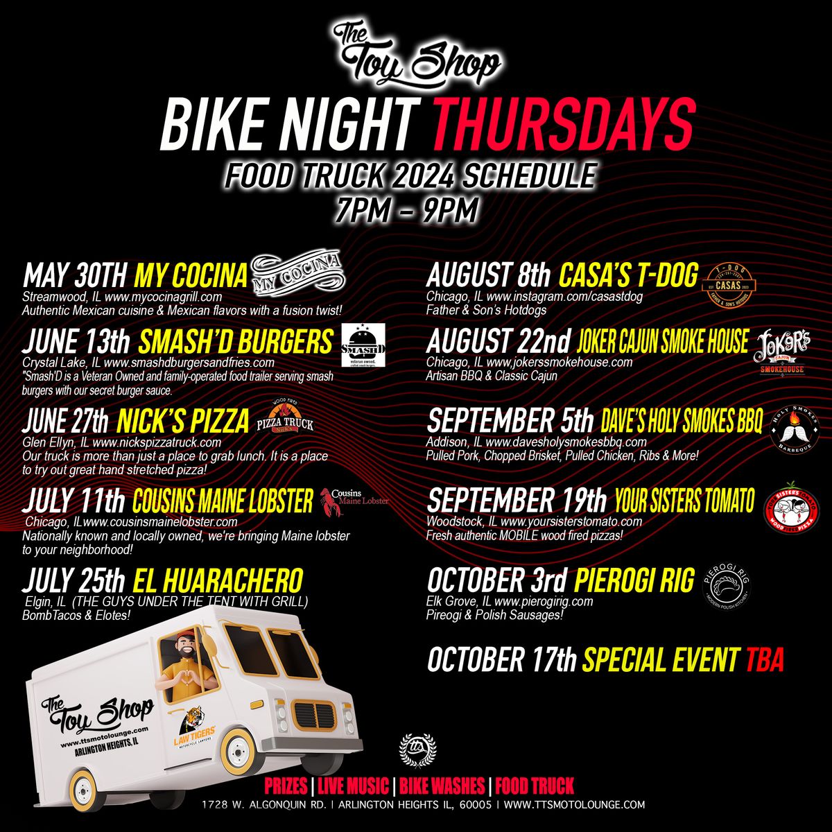 Bike Night Thursdays Round 10 with Pierogi Rig October 3rd 