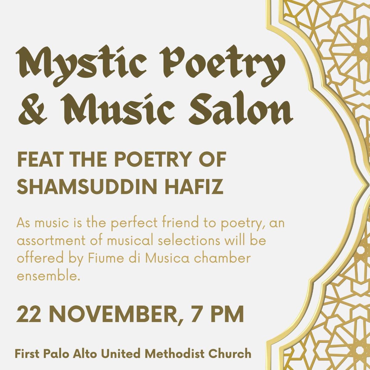 Mystic Poetry and Music Salon: The Poetry of Shamsuddin Hafiz