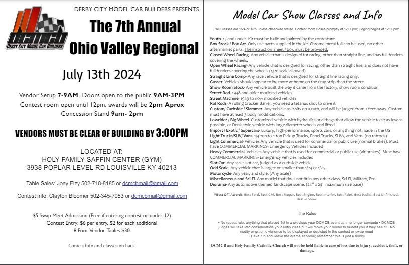7th Annual Ohio Valley Regional Model Car Show and Swap Meet
