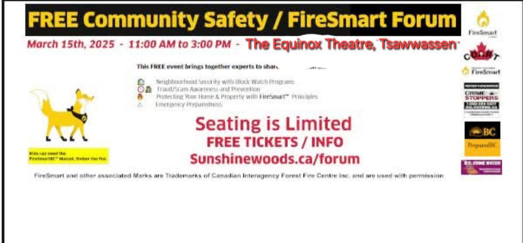 FREE Community Safety \/ FireSmart Forum