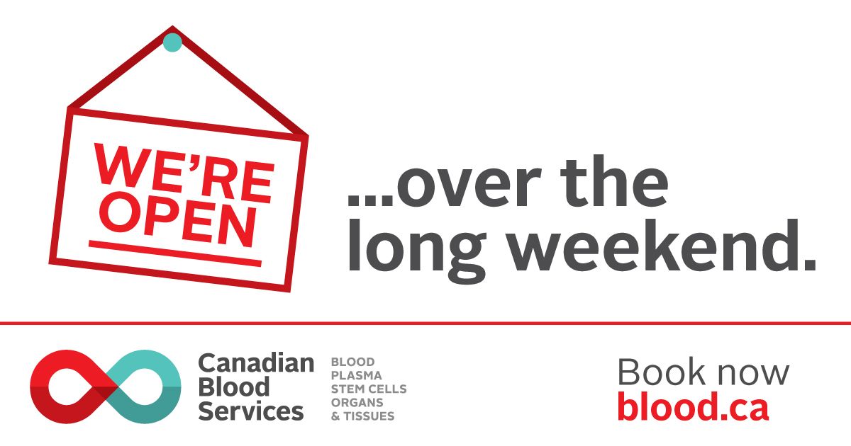 Canadian Blood Services Kitchener Waterloo - May Long Weekend Blood Donation Events