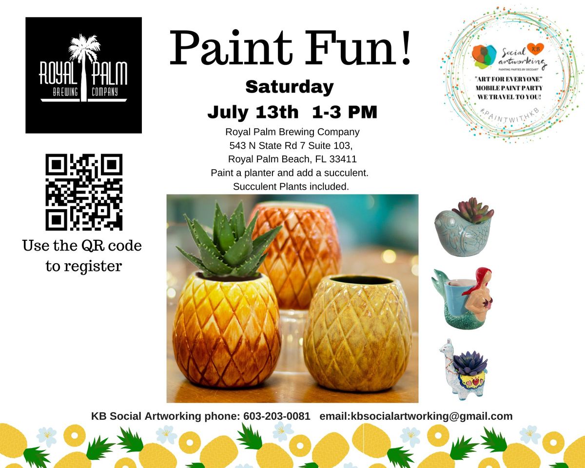 Royal Palm Brewing Company Ceramic Planter & Succulent July 13th 1-3 PM