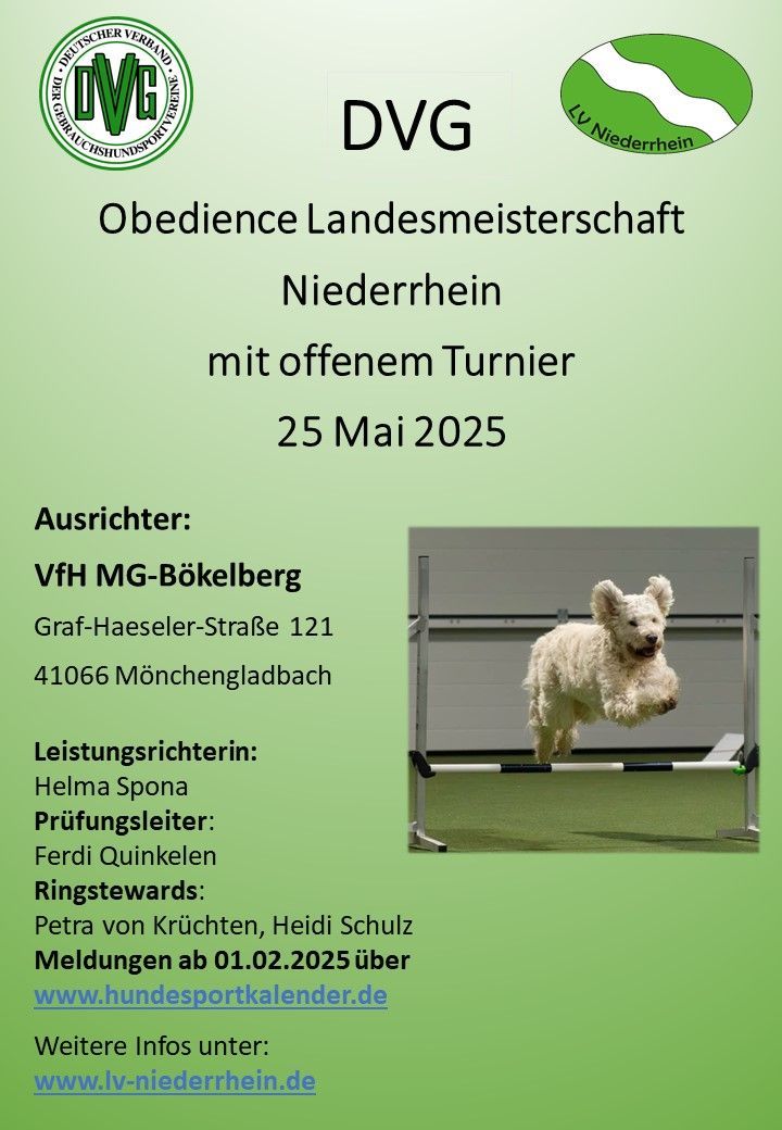 Obedience Landesmeisterschaft Niederrhein mit offenem Turnier