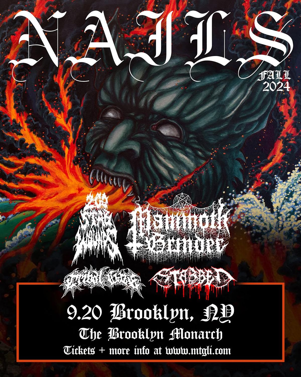 Nails, 200 Stab Wounds, Mammoth Grinder, Tribal Gaze, Stabbed @ Brooklyn Monarch