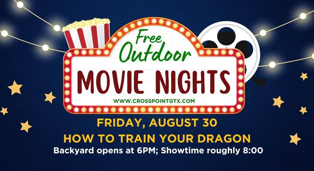 August 30 Free Summer Outdoor Movie Night: How to Train Your Dragon\ud83c\udf9e