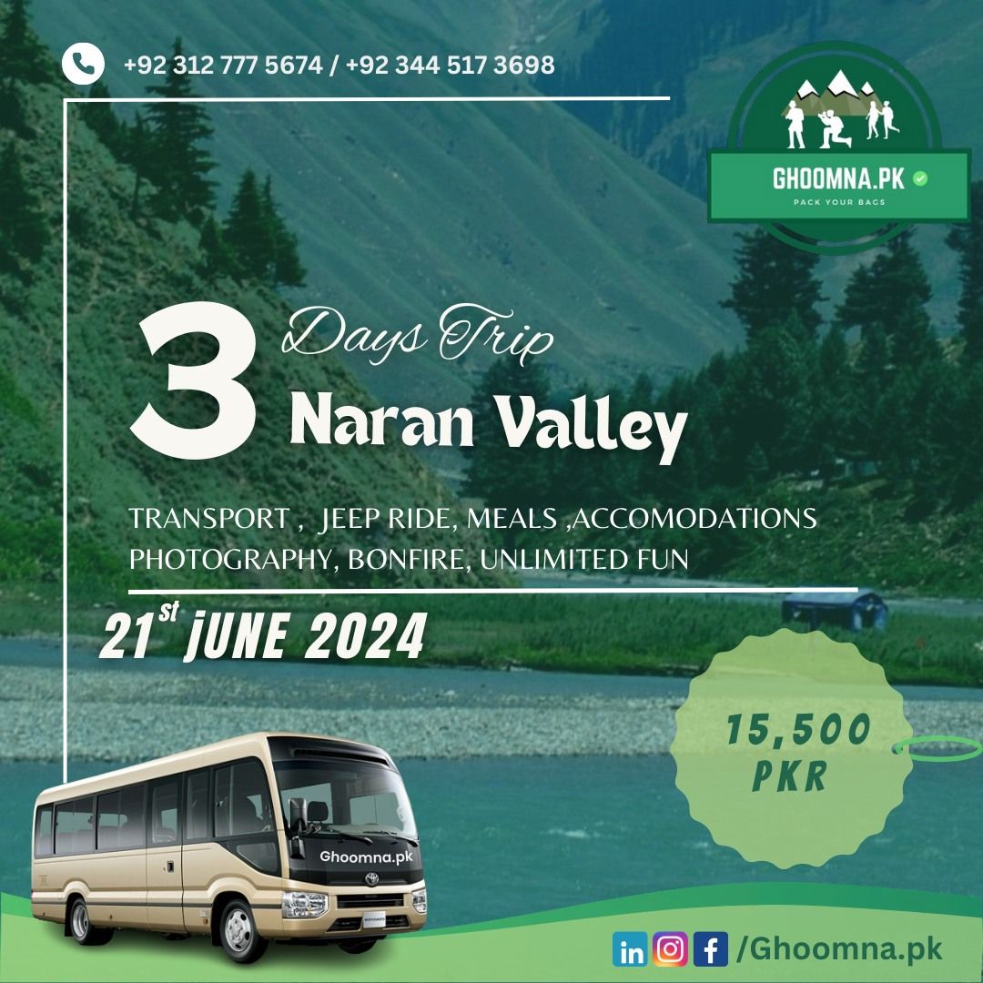Ghoomna.pk Presents an Adventurous 3-Day Trip to Naran Valley