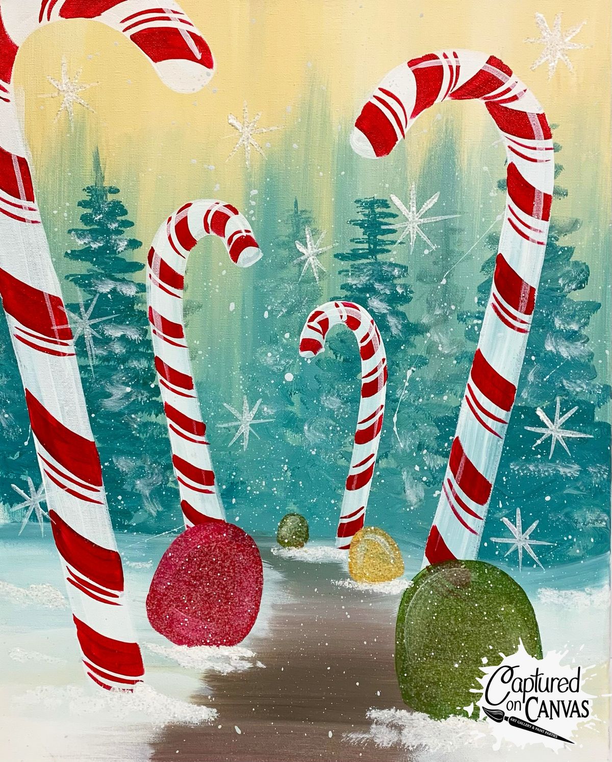 Candy Cane Forest Paint Party!