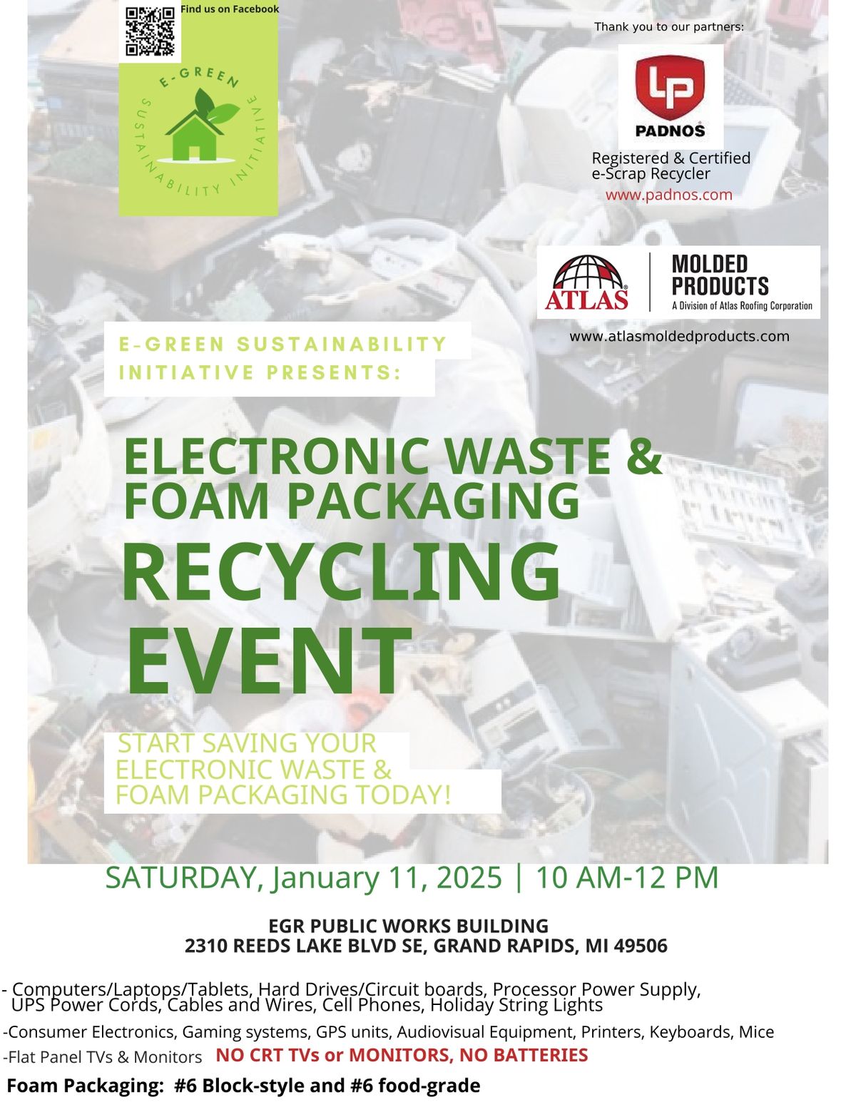 Free E-Waste and Foam Packaging Recycling Day