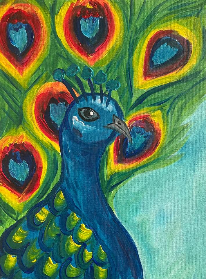 Auckland Paint & Wine Night - Pretty Peacock