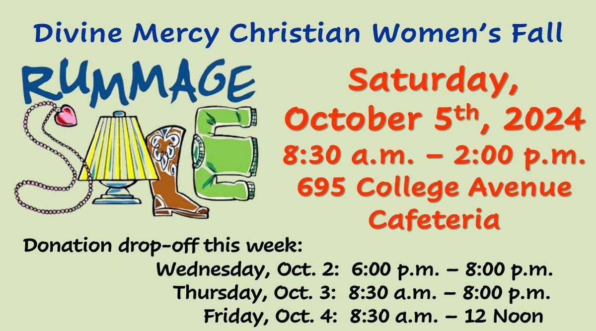 Divine Mercy Fall Rummage Sale