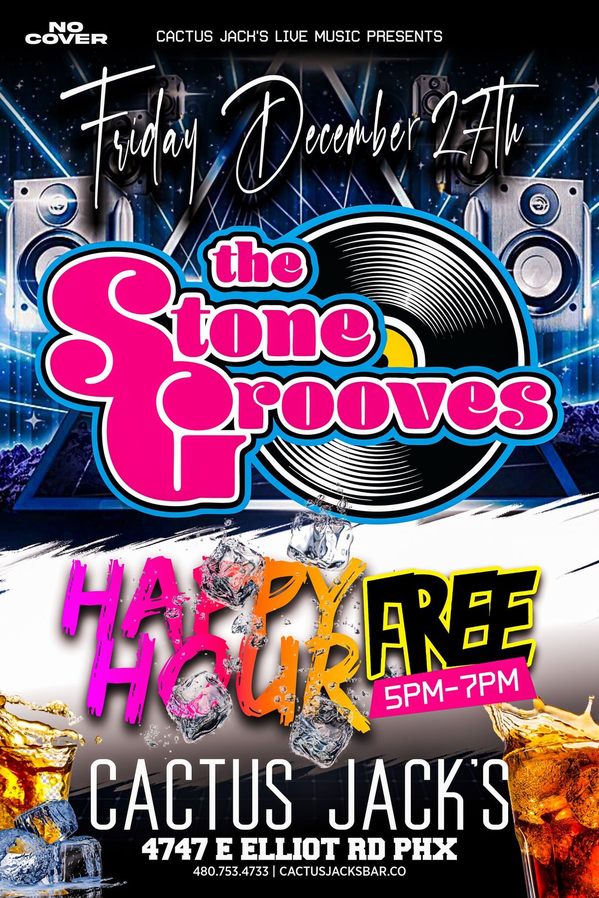 \u2b50THE STONE GROOVES are back for a Free Happy Hour at Cactus Jack's!!!