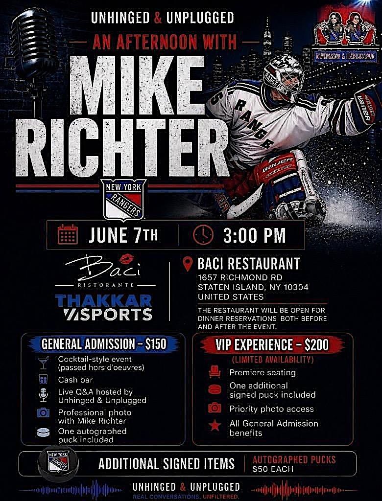 An Afternoon With Mike Richter- Meet and Greet and Q and A session.