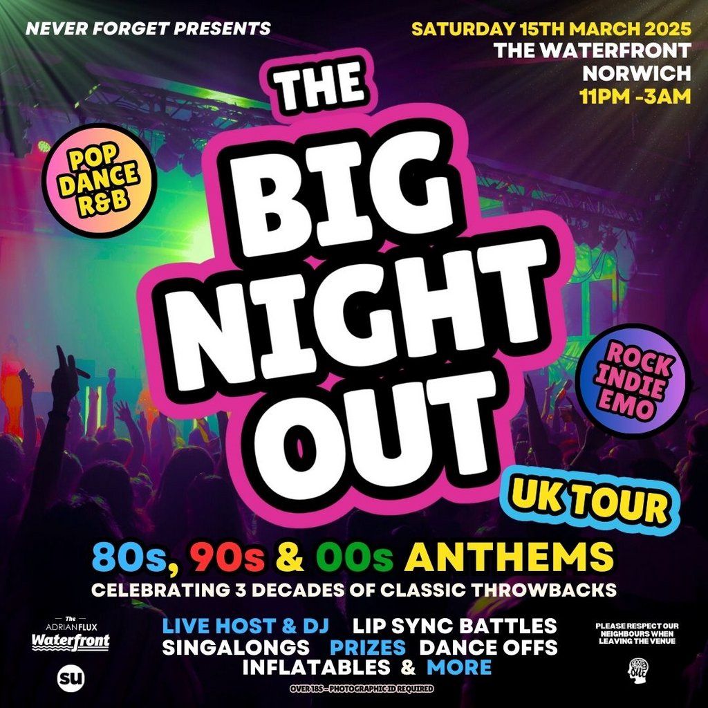 The BIG NIGHT OUT 80s, 90s v 00s - Norwich, The Waterfront