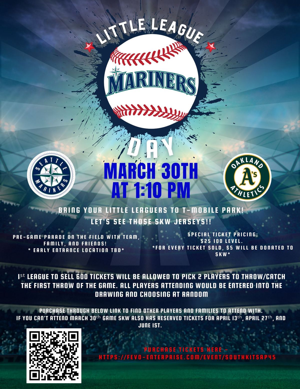 Seattle Mariners Little League Day!!