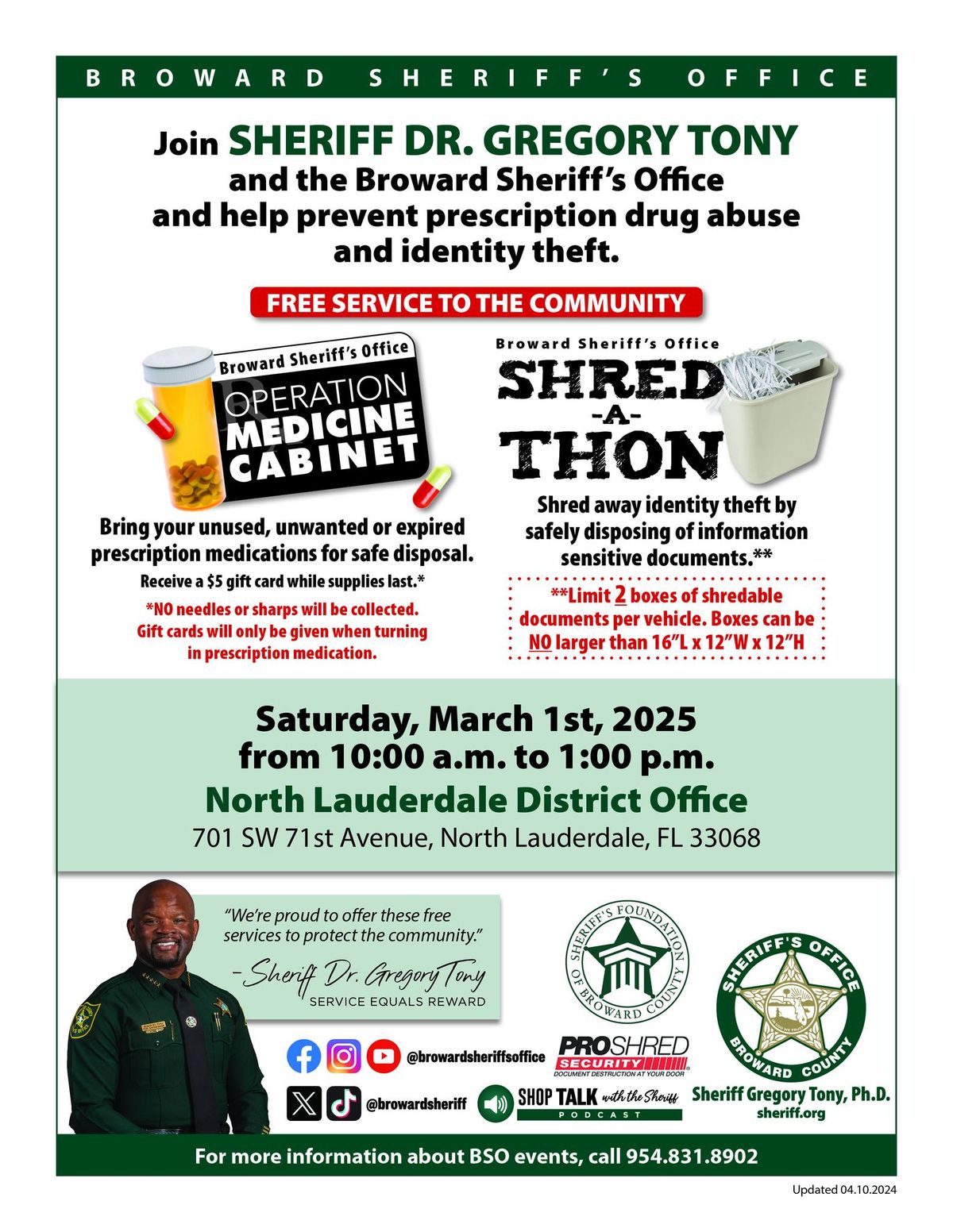 BSO North Lauderdale Shred-a-thon & Operation Medicine Cabinet