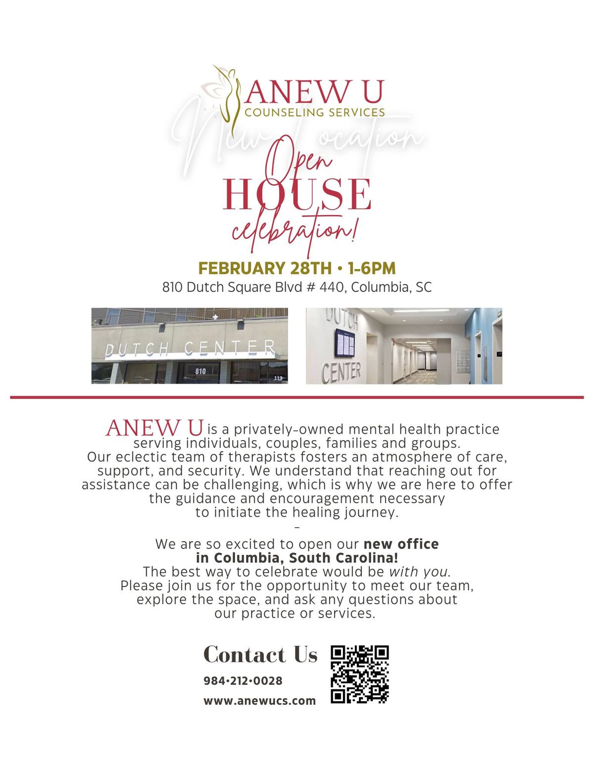 Anew U Counseling - Columbia Open House!