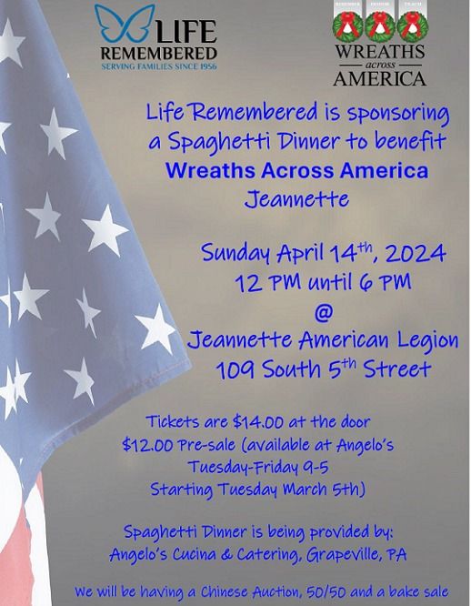 Spaghetti Dinner Benefitting Wreaths Across America American