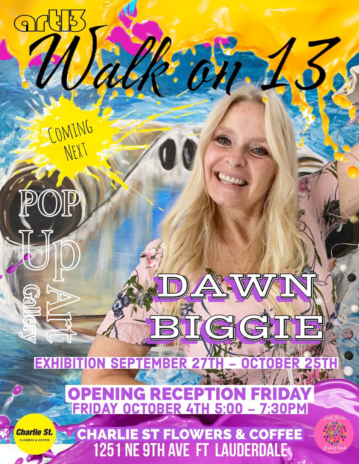 ART13 Pop Up Art Gallery - Artists Dawn Biggie at Charlie St Flowers & Coffee 