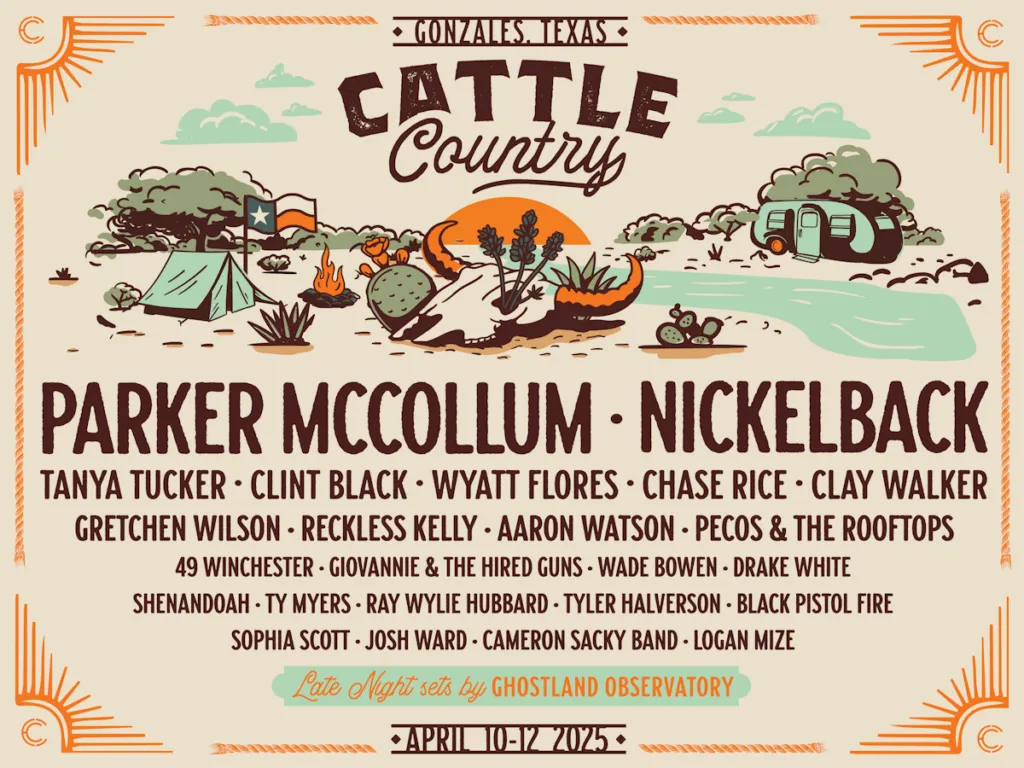 Cattle Country Music Festival (3 Day Pass) with Parker McCollum, Nickelback, Tanya Tucker, and more