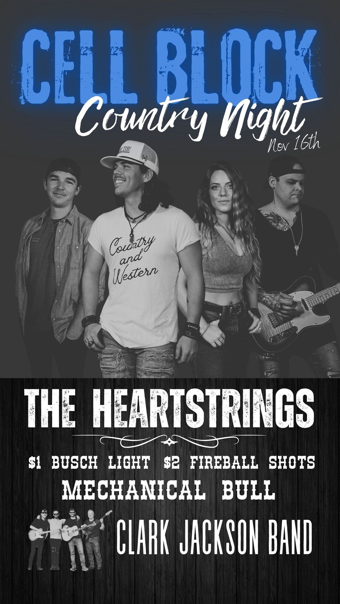 Country Night at The Cell Block with The Heartstrings and Clark Jackson Band