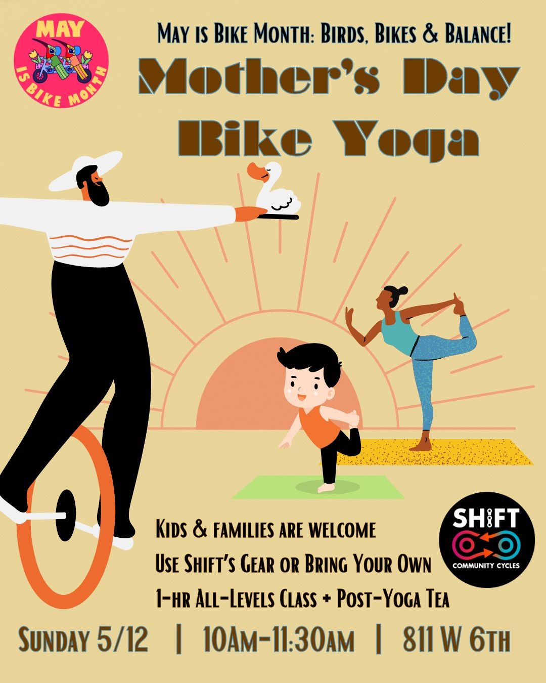 Mother\u2019s Day Bike Yoga: Birds, Bikes & Balance! (A May Is Bike Month Event)