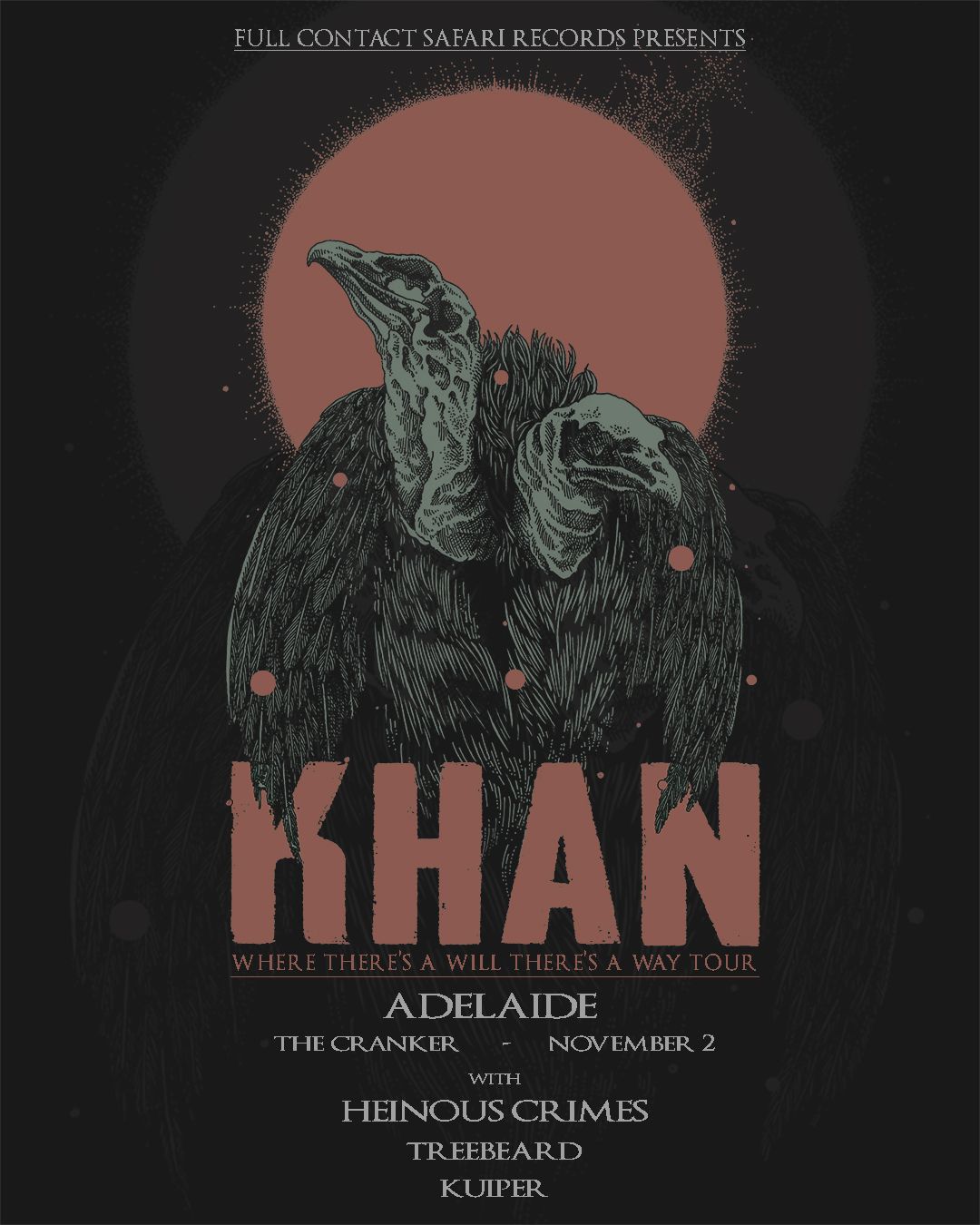 KHAN & Heinous Crimes (album launch) with Treebeard (album launch) & Kuiper