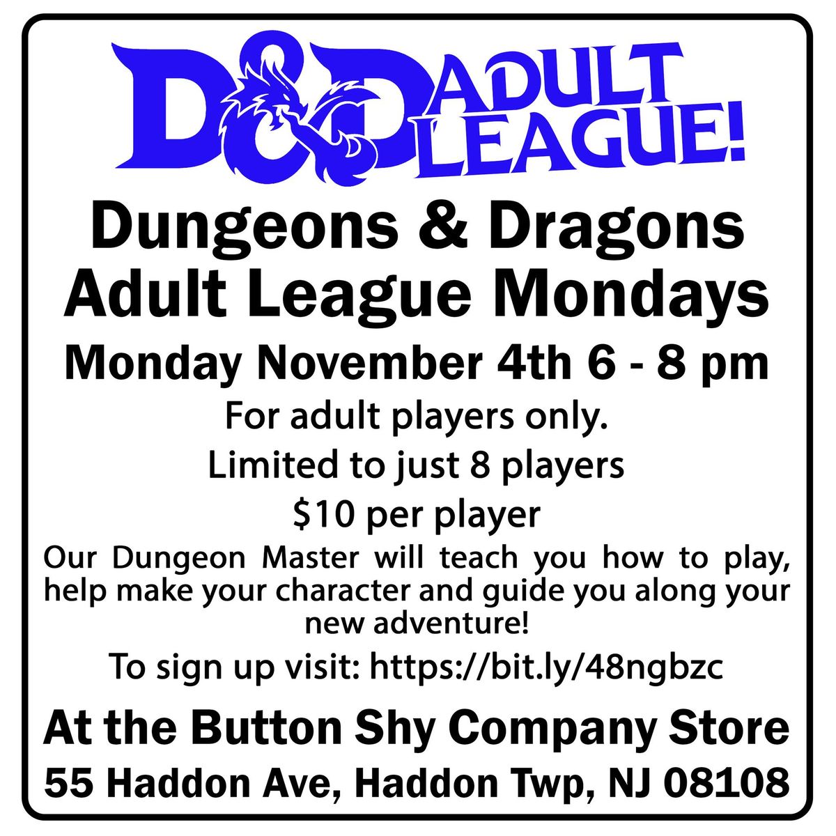 D&D Adult League Mondays