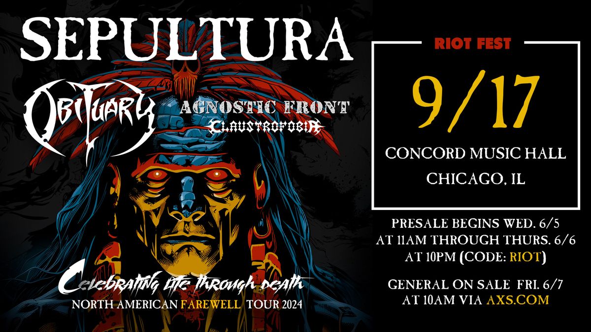 SEPULTURA CELEBRATING LIFE THROUGH DEATH NORTH AMERICAN FAREWELL TOUR 2024