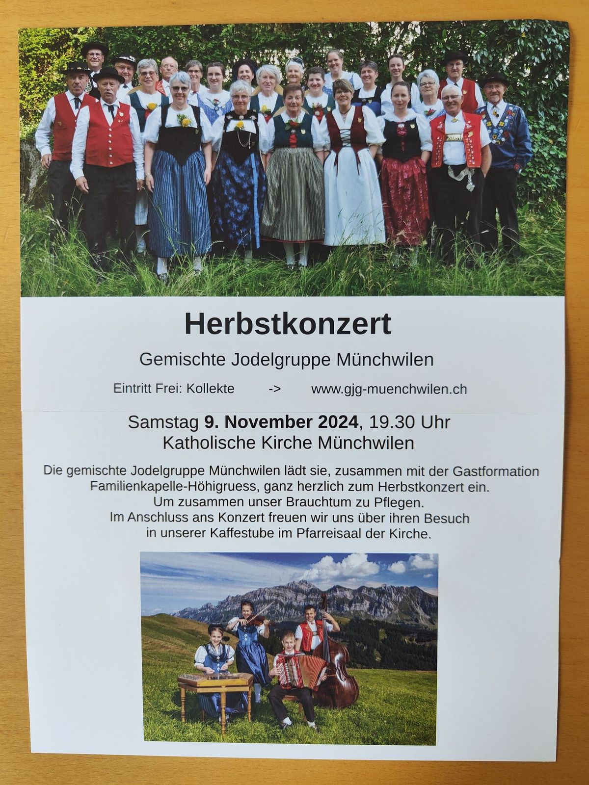 Herbstkonzert der Gemischte Jodelgruppe M\u00fcnchwilen 