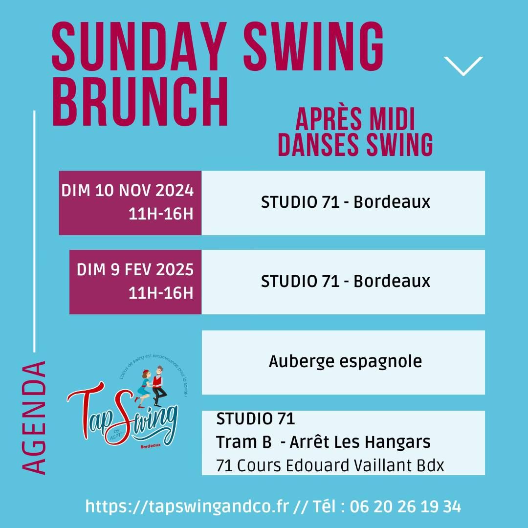 Sunday Swing Brunch - Apr\u00e8s midi dansante Swing - Auberge espagnole - Danses Swing