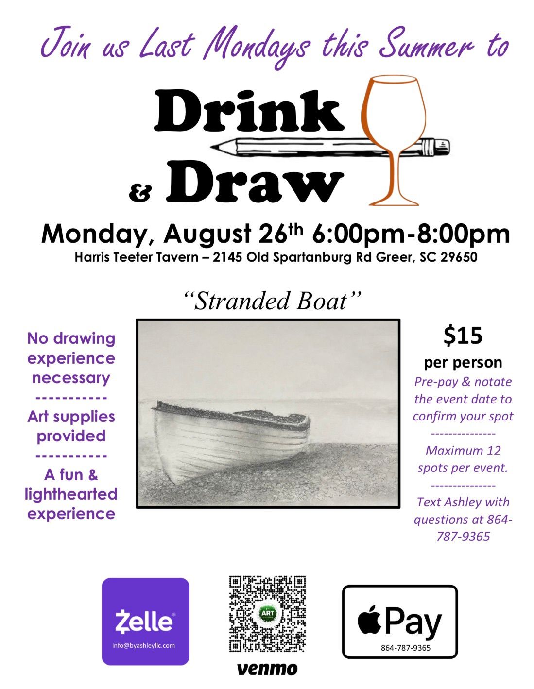 August Drink & Draw Event - \u201cStranded Boat\u201d