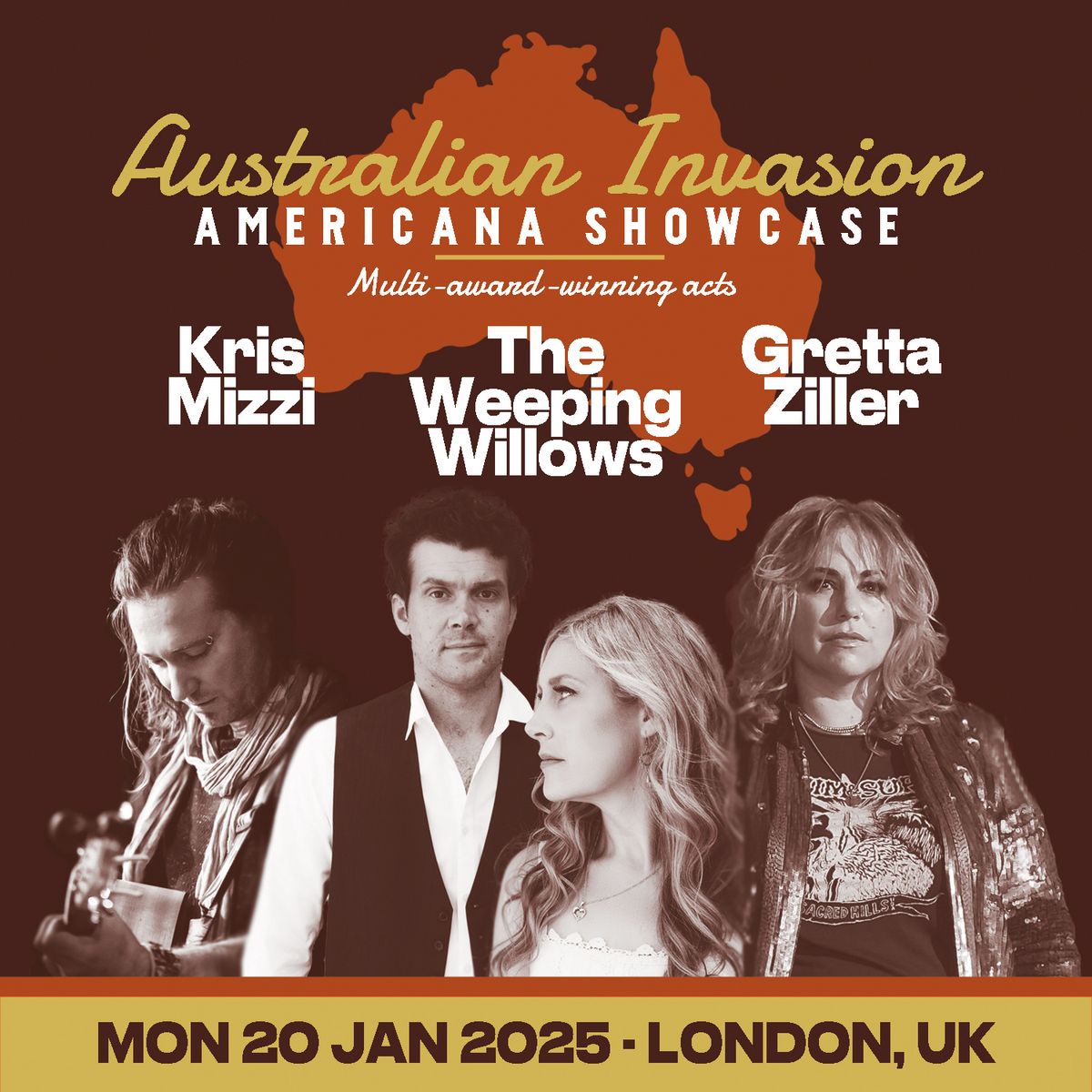 Australian Invasion Americana Showcase - Green Note: Kris Mizzi + The WeepingWillows + Gretta Ziller