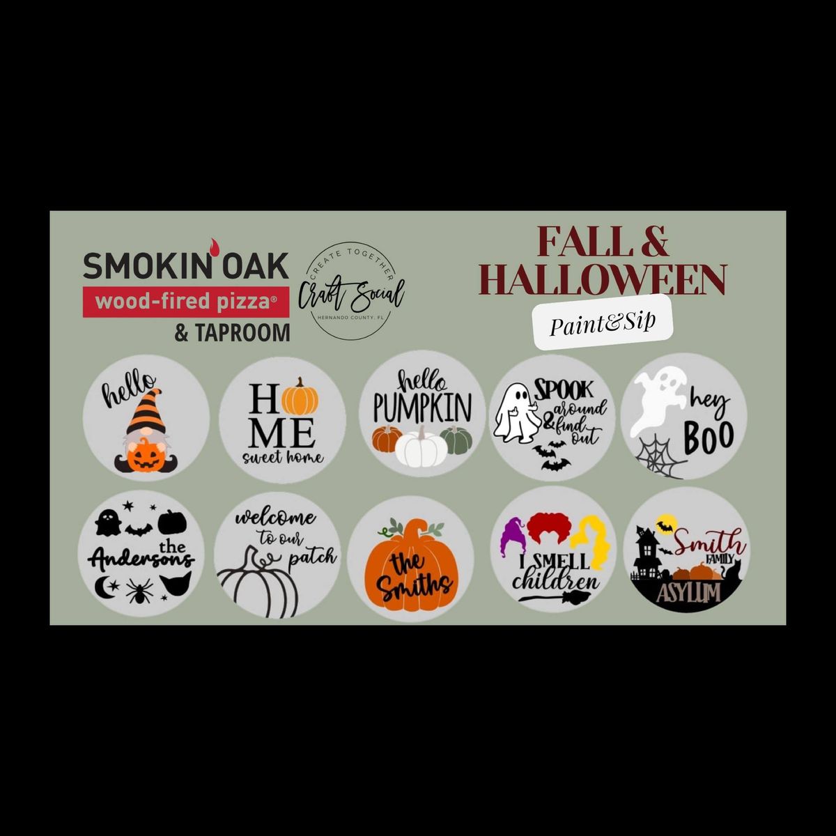 Fall and Halloween Pizza Paint Night at Smokin Oak Brooksville