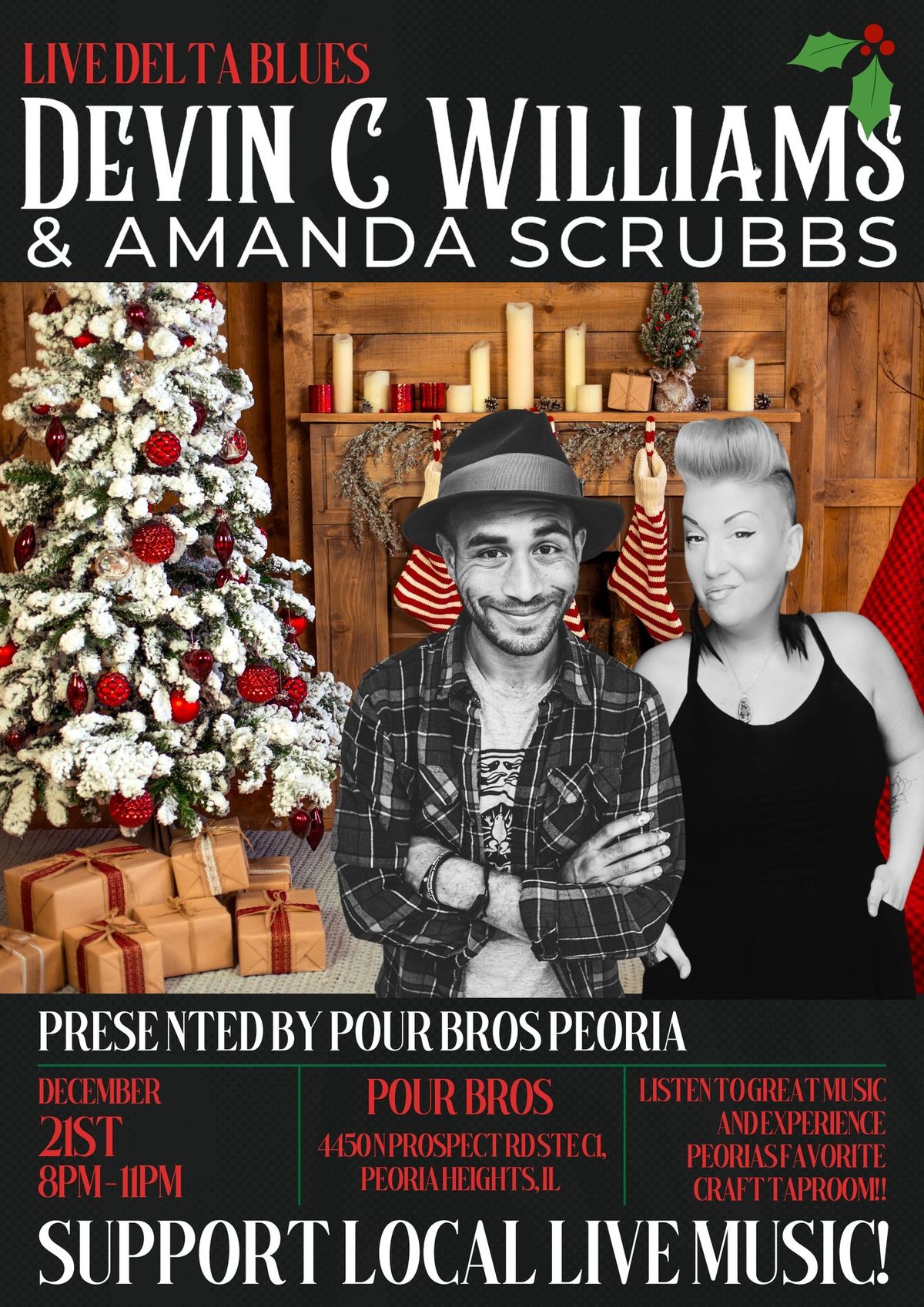 Pour Bros Craft Taproom Peoria Heights presents Devin C Williams & Amanda Scrubbs Delta Blues Night