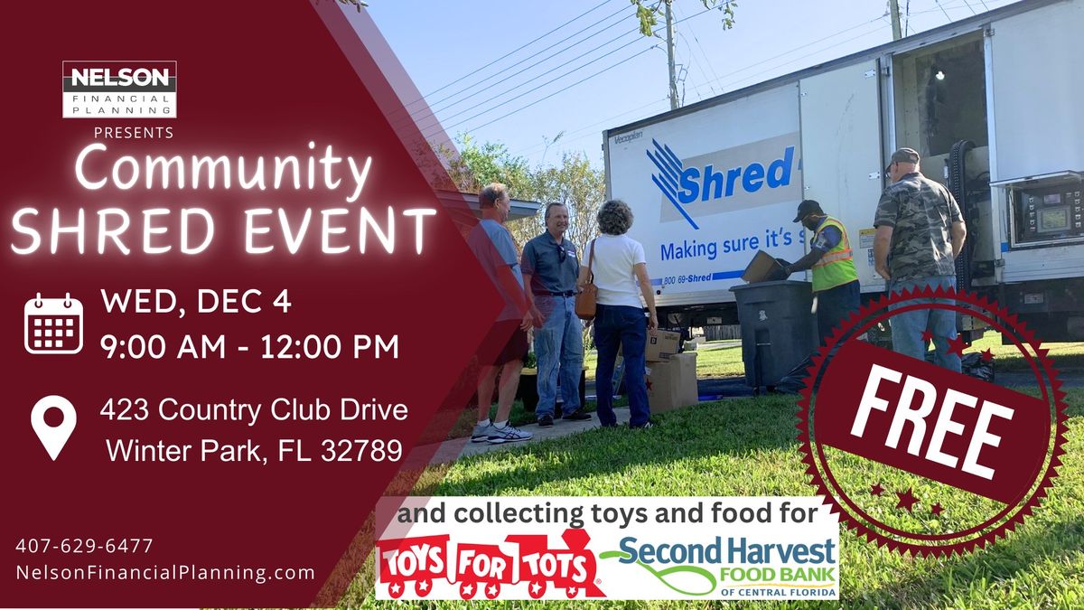 Community Shred Event (and Toy & Food Drive)