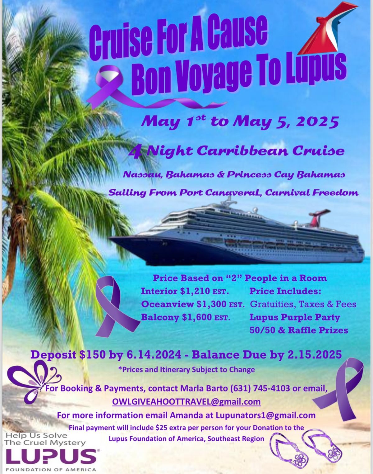 Cruise For A Cause, Bon Voyage To Lupus 