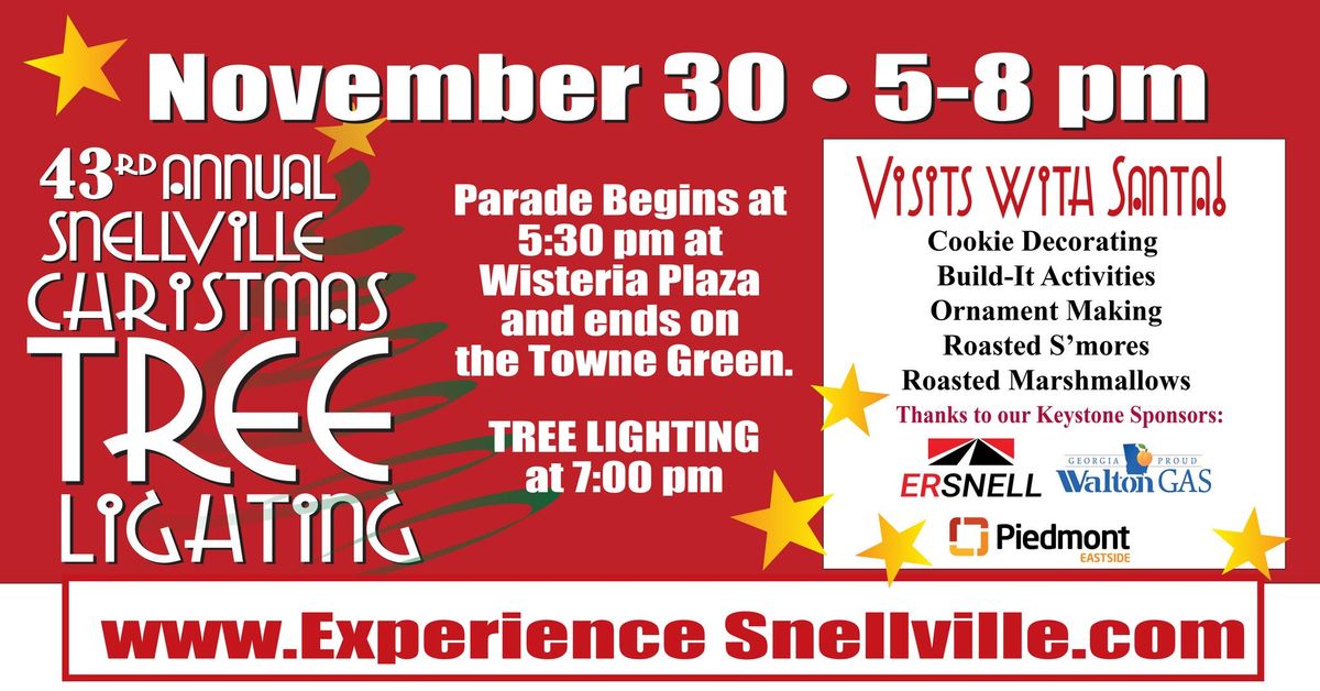 Snellville Christmas Tree Lighting and Lighted Parade - November 30, 2024 from 5 - 8 pm