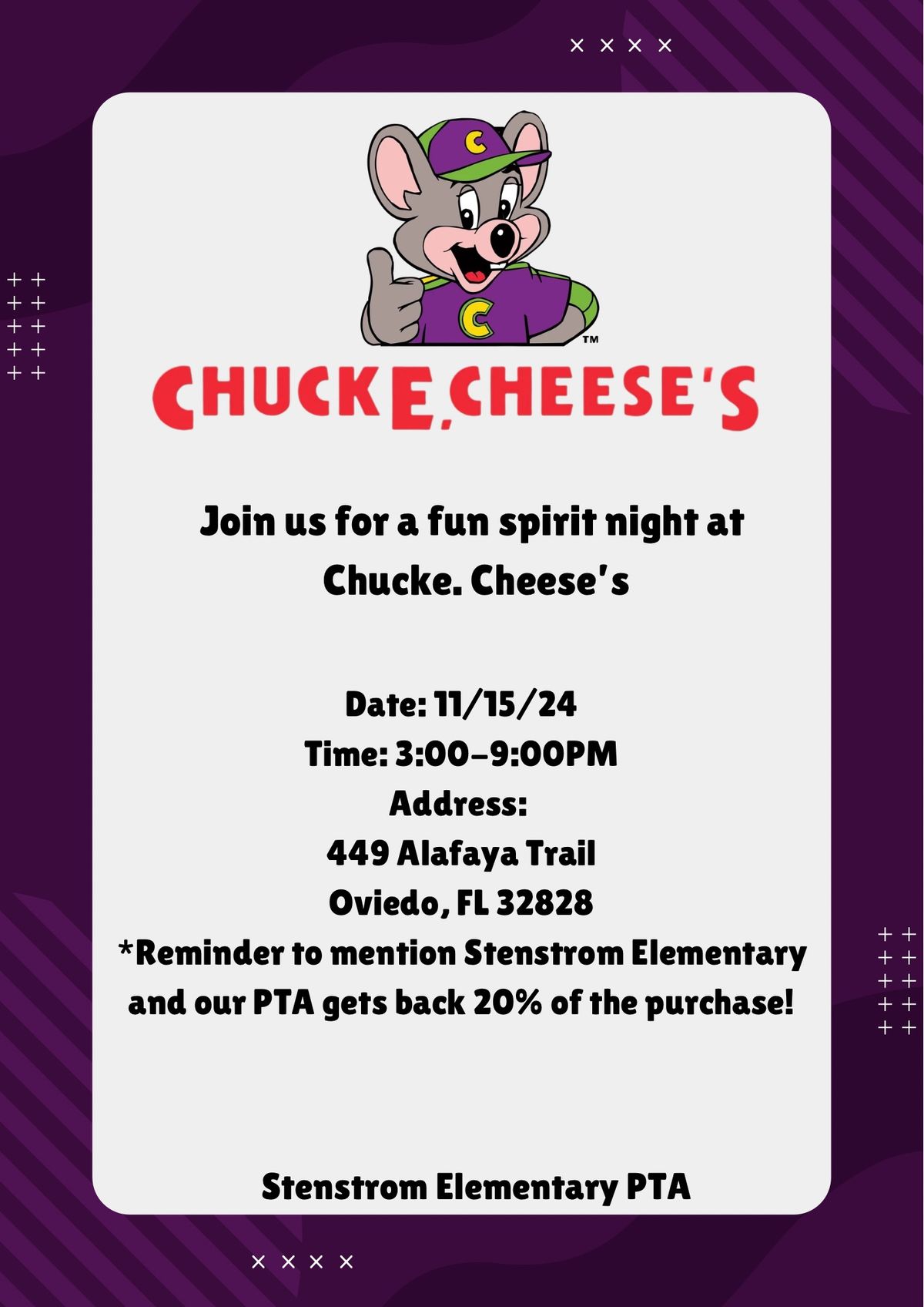 Chuck E. Cheese Spirit Night