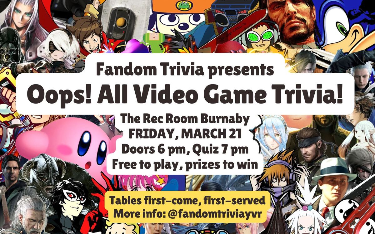 Oops! All Video Game Trivia at The Rec Room Brentwood