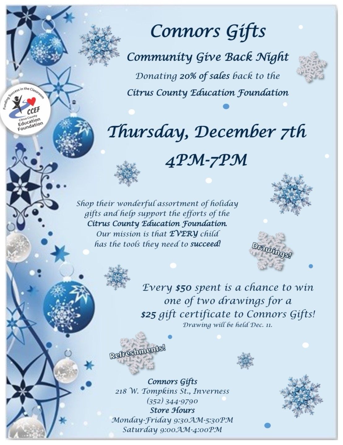 Connors Gifts - Community Give Back Night