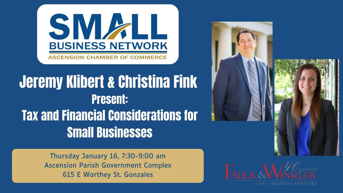 January Networking and Education Event: Tax and Financial Planning