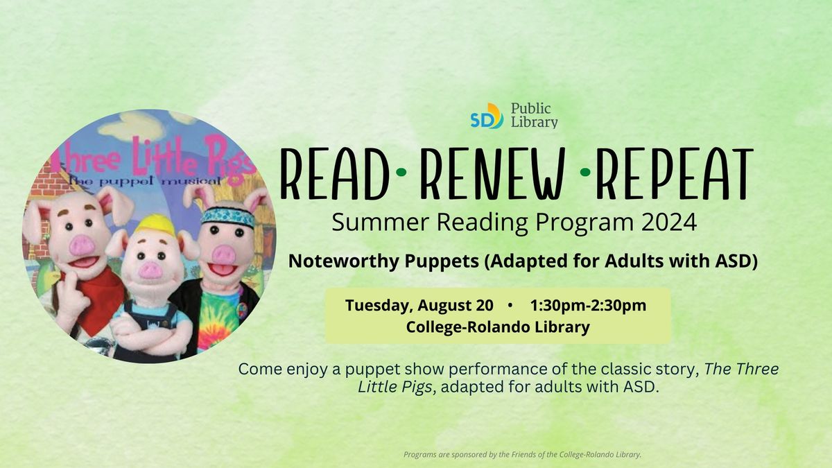 Summer Reading Program: Noteworthy Puppets (adapted for adults with ASD)
