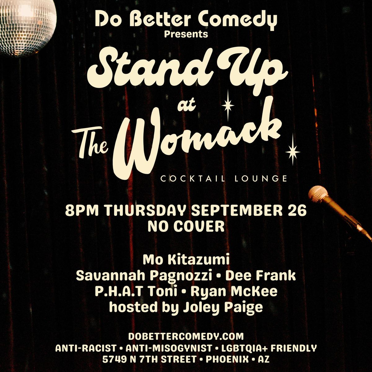 9\/26 Stand Up at The Womack - No Cover - Do Better Comedy!